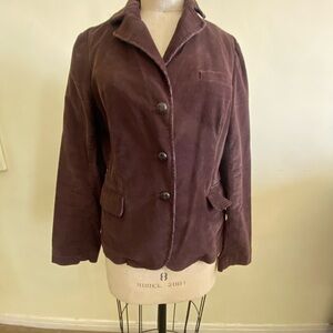 LONDONJEAN Brown Corduroy Blazer with Notched Lapel